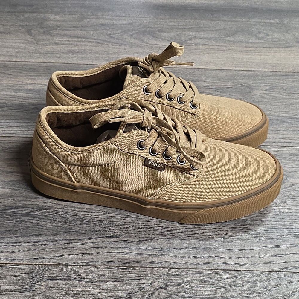 Vans Atwood Sneakers Khaki Canvas Low Top Skateboard Casual Shoes Wmns Sz 8